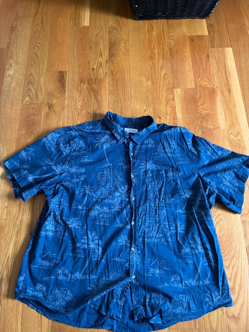 Old Navy Blue Short-Sleeve Tropical Button-Up Shirt